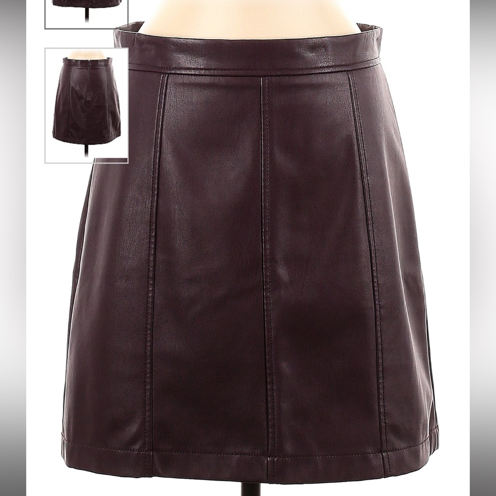 Banana republic plum leather skirt